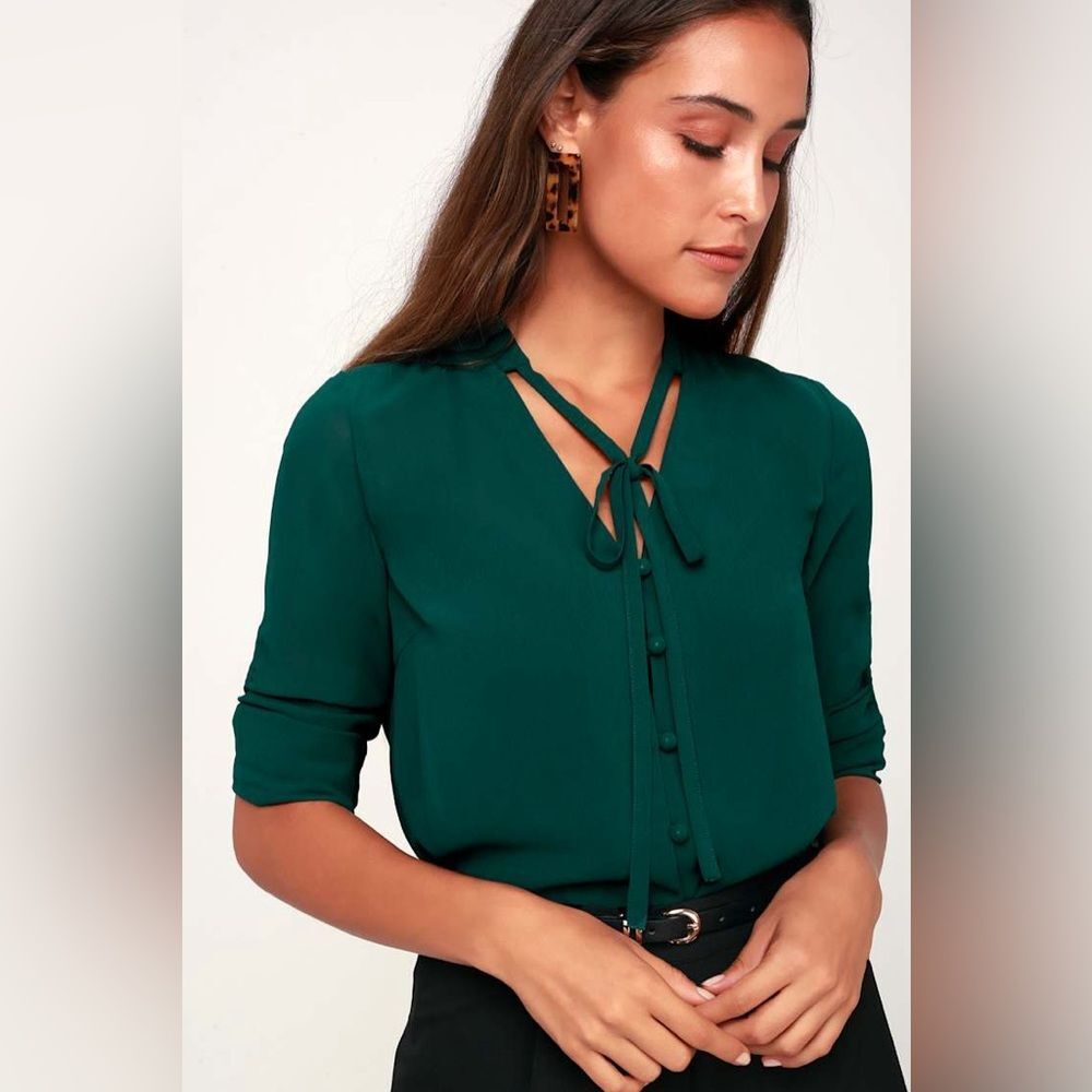 Lulu's Style Education Dark Green Blouse - Size Medium